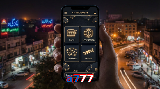 Main screen of A777 app page for PK players